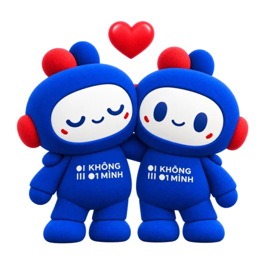 Hai linh vật 01M đứng cạnh nhau
