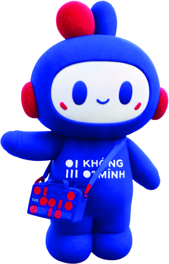 Linh vật Không Một Mình vẫy tay